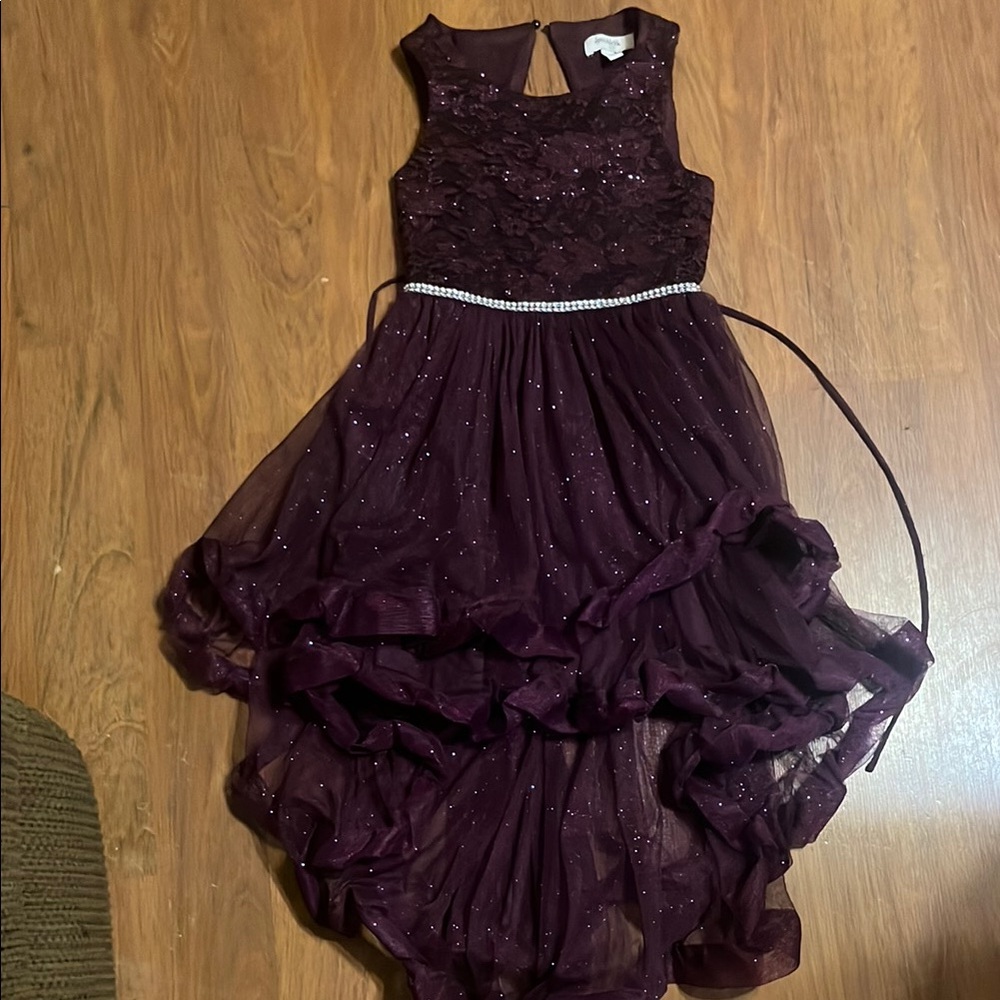 20$ Elegant Purple Kids Dress with Sparkle Details size 7 youth